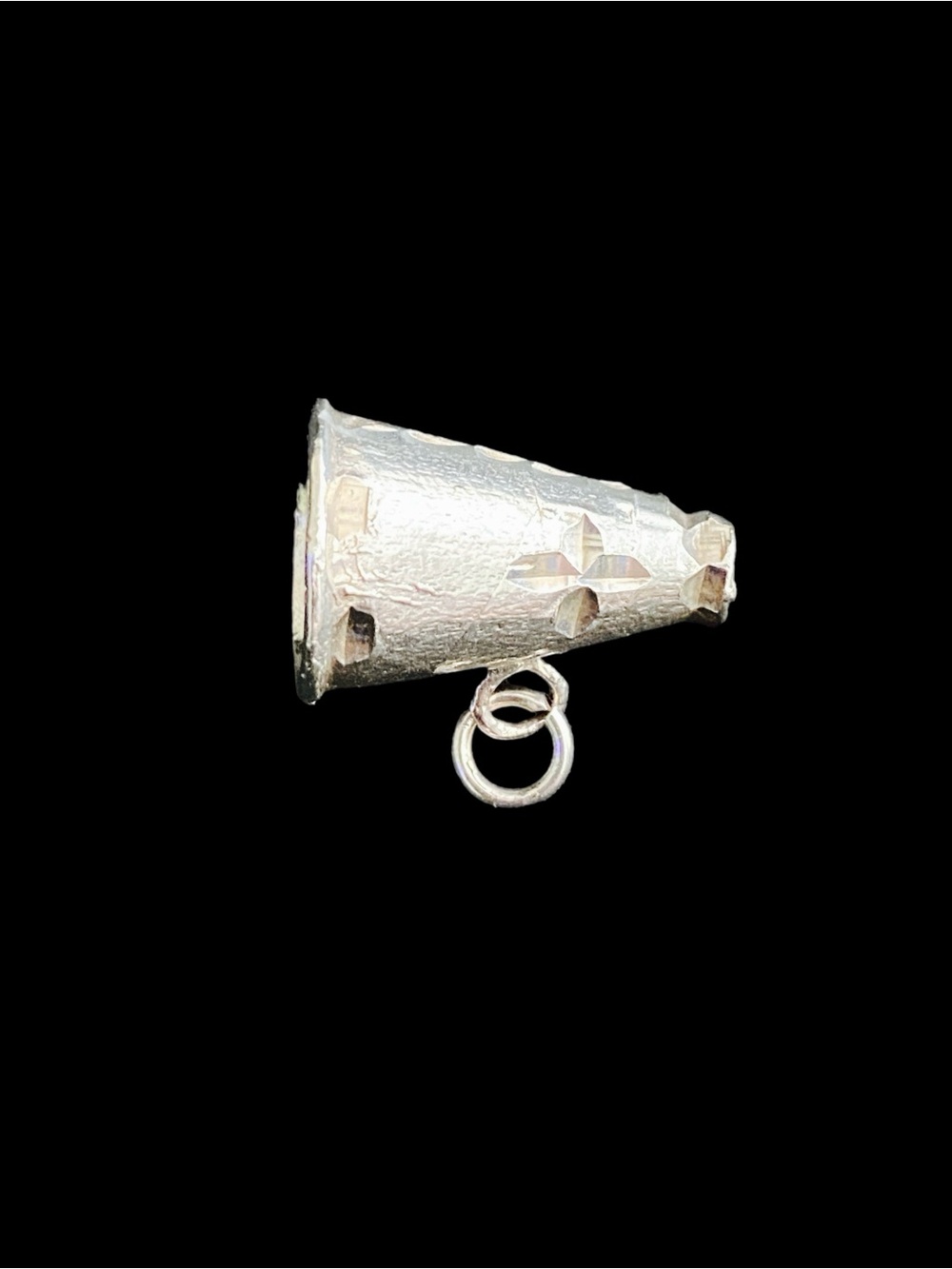 Vintage Sterling Silver 3D Cheerleader Megaphone Charm Pendant 7/8” School Sport
